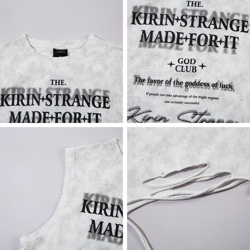 Hem Distressed Sleeveless T-Shirt