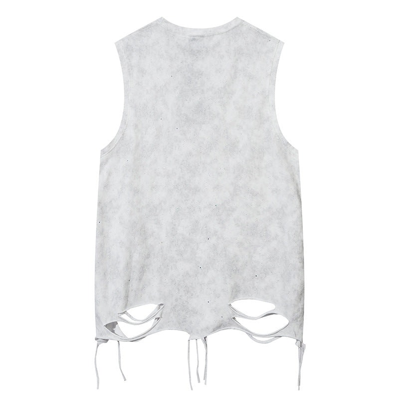 Hem Distressed Sleeveless T-Shirt