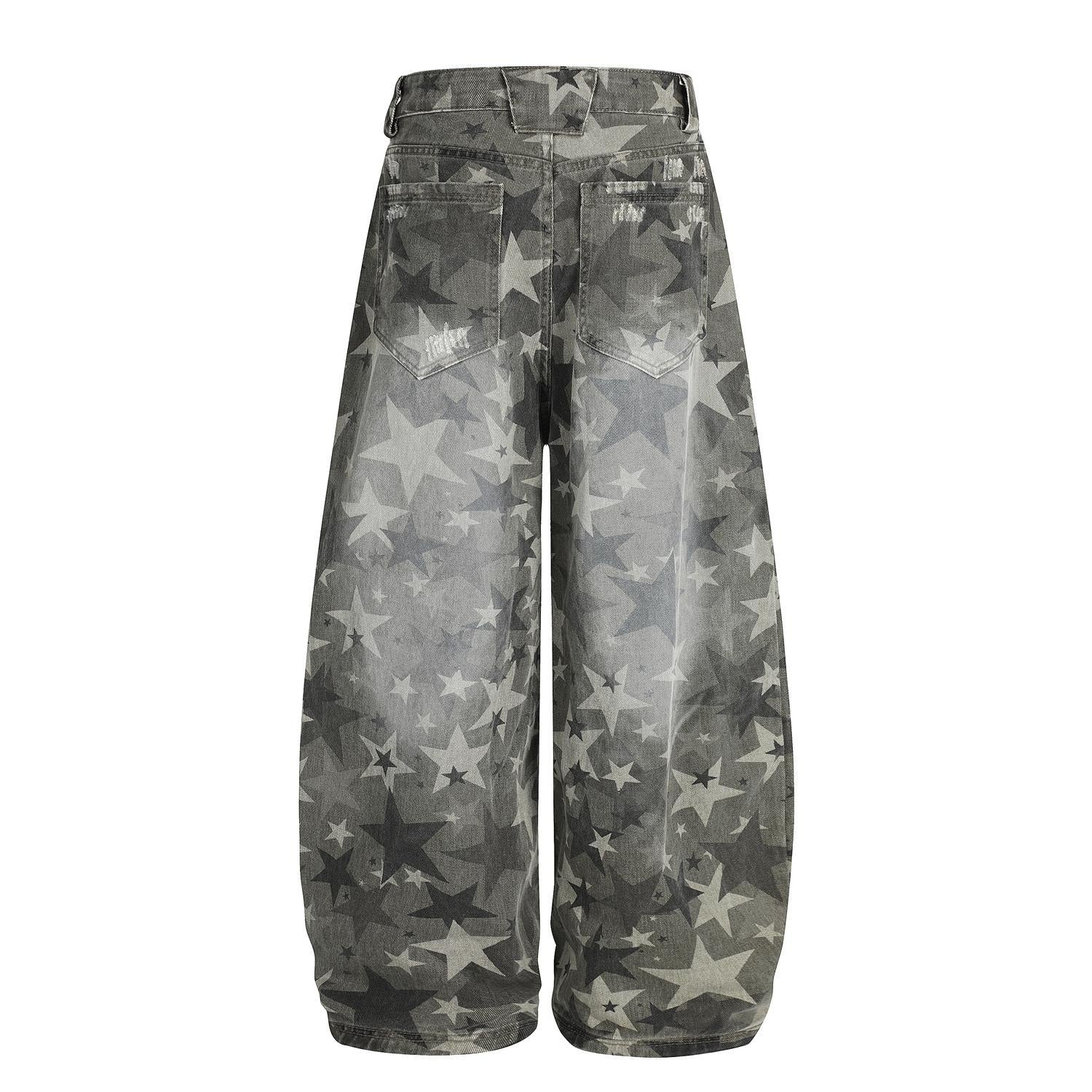 Washed star camouflage jeans