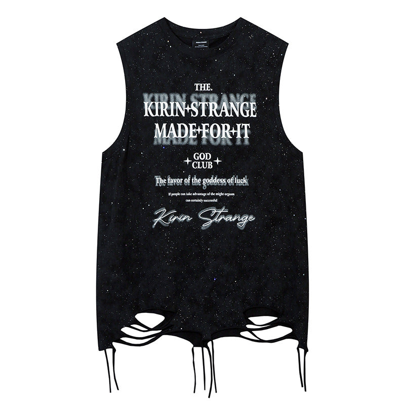 Hem Distressed Sleeveless T-Shirt